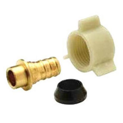 Picture of QEST XL Brass 1/2" Hose Barb x 1/2" FPT Swivel Plastic Nut Brass Fresh Water Straight Fitting  14-2364                       