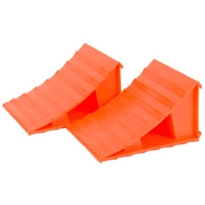 Picture of Husky Towing  Set-2 Bright Orange Plastic Wheel Chock 38511 15-1565                                                          