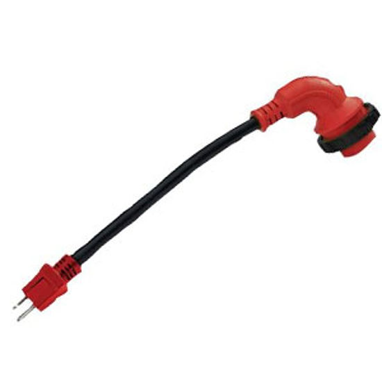 Picture of Mighty Cord  12" 15M/30F 90 Deg Locking Power Cord Adapter A10-1530D90VP 15-8373                                             