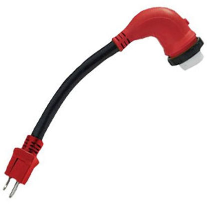 Picture of Mighty Cord  12" 15M/50F 90 Deg Locking Power Cord Adapter A10-1550D90VP 15-8374                                             