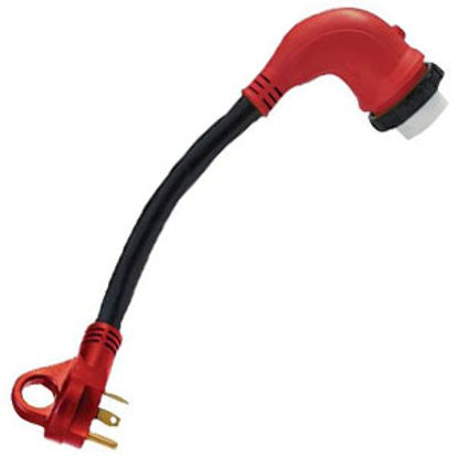 Picture of Mighty Cord  12" 30M/50F 90 Deg Locking Power Cord Adapter A10-3050D90VP 15-8375                                             