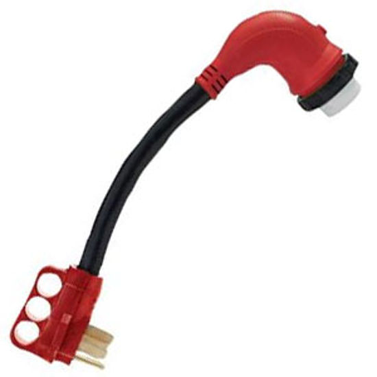 Picture of Mighty Cord  12" 50M/50F 90 Deg Locking Power Cord Adapter A10-5050D90VP 15-8376                                             