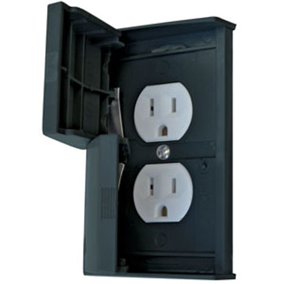 Picture of Diamond Group  Black Self-Closing Switch Plate Cover w/ Receptacle 52522SCREC 15-8381                                        