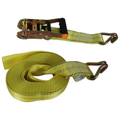 Picture of Highland Cargo Gear Super Duty 2" x 25' Yellow Ratchet Tie Down Strap w/J-Hooks 1152500 16-0458                              