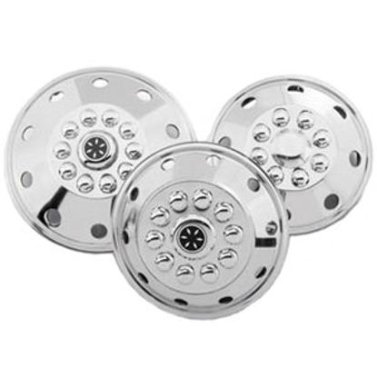 Picture of Dicor Standard Series 4-Set 16" Polished Stainless Steel 8-Lug Wheel Cover SHFM16 17-0740                                    