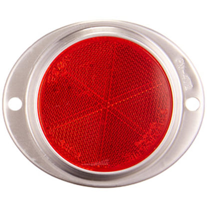 Picture of Peterson Mfg.  3" Round Red Stick-On Reflector w/ Aluminum Housing V472R 18-0381                                             