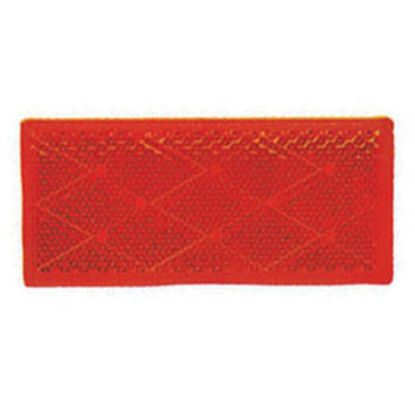 Picture of Peterson Mfg. Quick Mount 3-1/8"x1-3/8" Rectangular Red Stick-On Reflector V483R 18-0393                                     