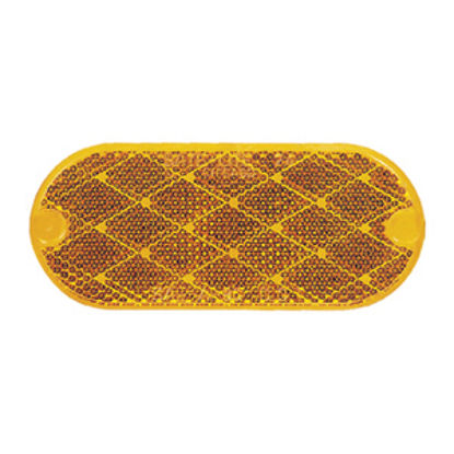 Picture of Peterson Mfg. Quick Mount 2-Pack 4-3/8"x1-7/8" Oblong Amber Stick-On Reflector V480A 18-0545                                 
