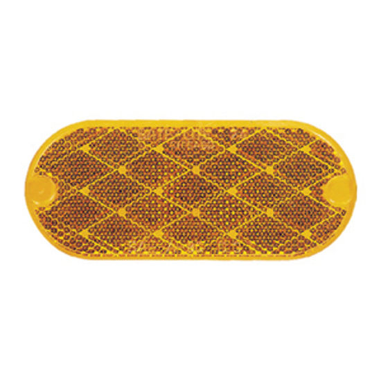 Picture of Peterson Mfg. Quick Mount 2-Pack 4-3/8"x1-7/8" Oblong Amber Stick-On Reflector V480A 18-0545                                 