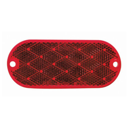 Picture of Peterson Mfg. Quick Mount 2-Pack 4-3/8"x1-7/8" Oblong Red Stick-On Reflector V480R 18-0546                                   