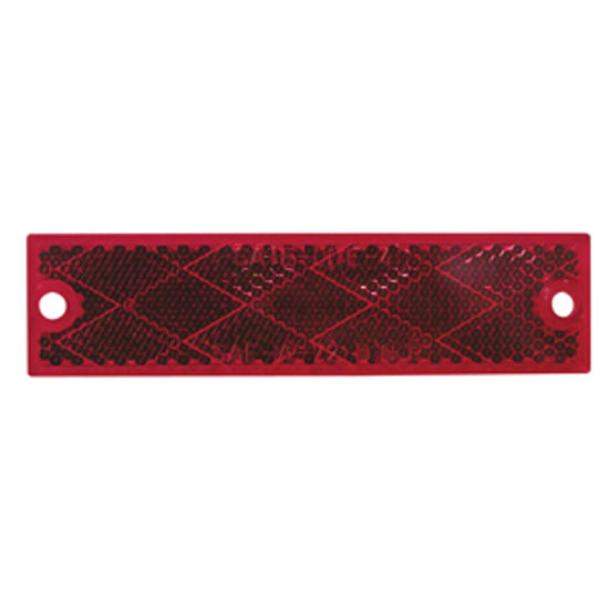Picture of Peterson Mfg.  4-3/8"x1-1/8" Rectangular Red Screw Mount Reflector V487R 18-0548                                             