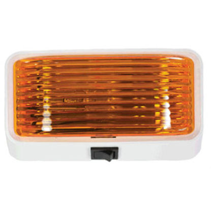 Picture of Arcon  White w/Amber Lens Rectangular Porch Light w/Switch 18111 18-0780                                                     