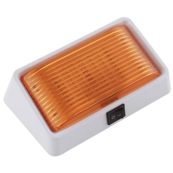 Picture of Green LongLife  Clear w/Amber Lens Rectangular LED Porch Light w/Switch 9090120 18-1396                                      