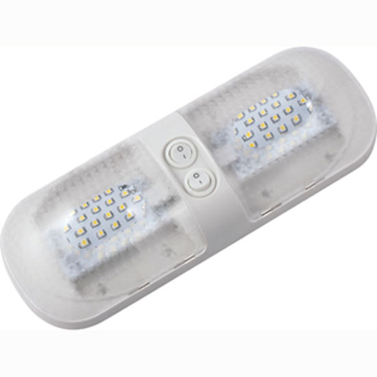 Picture of Green LongLife  12V Natural White Double Dome LED Interior Light Fixture 9090107 18-1622                                     