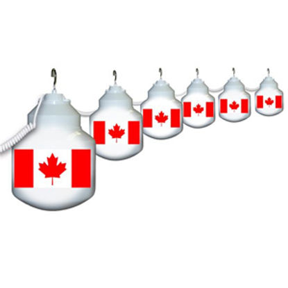 Picture of Polymer Products  6 Light Outdoor Canadian Flag Style Globe String Party Light 1604-CANADA 18-1989                           