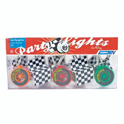 Picture of Camco  120V 10 Light Indoor/ Outdoor Race Flags and Tires Party Lights 42658 18-2036                                         
