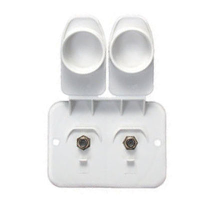 Picture of JR Products  Silver Plastic Weather Proof Roof Mount Dual Cable TV Plate 543-B-2-A 19-0139                                   