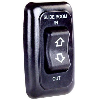 Picture of JR Products  Black 40A/12V 5-Pin Mom-On/ Off/ Mom-On Slide Out Switch 12285 19-0164                                          