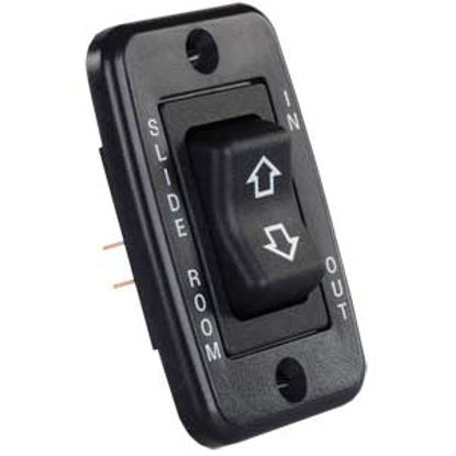 Picture of JR Products  Black 40A/12V 5-Pin Mom-On/ Off/ Mom-On Slide Out Switch 12355 19-0170                                          