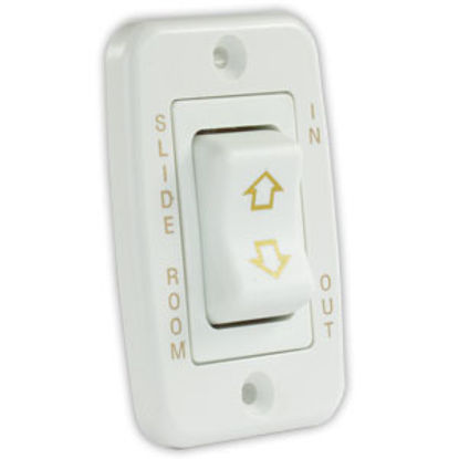 Picture of JR Products  White 40A/12V 5-Pin Mom-On/ Off/ Mom-On Slide Out Switch 12345 19-0171                                          