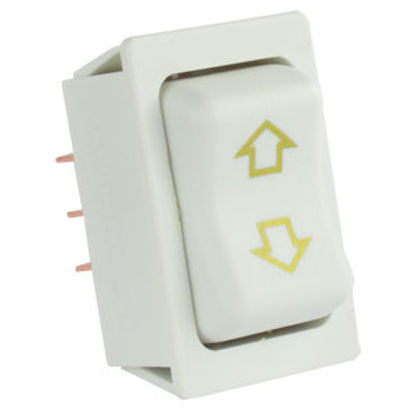 Picture of JR Products  White 40A/12V 5-Pin Mom-On/ Off/ Mom-On Slide Out Switch 12075 19-0179                                          