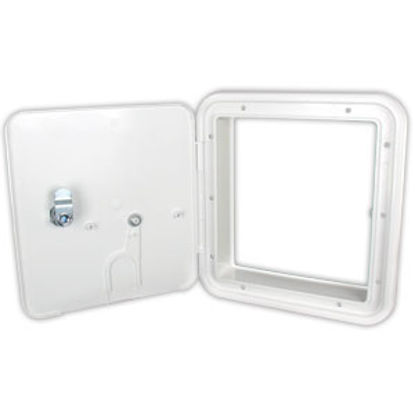 Picture of JR Products  Polar White 6-7/8"RO Square Lockable Electrical Hatch Access Door 22132-A 19-0202                               