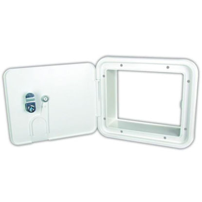Picture of JR Products  Polar White 5-7/8"RO Square Lockable Electrical Hatch Access Door E7132-A 19-0205                               