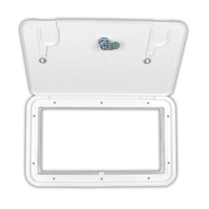 Picture of JR Products  Polar 11-1/16"RO White Lockable Electrical Hatch Access Door ZH152-A 19-0239                                    