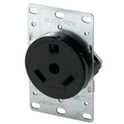 Picture of Cooper Wire  Black 125V/ 30A Single Flush Mount Receptacle 1263-BOX 19-0400                                                  