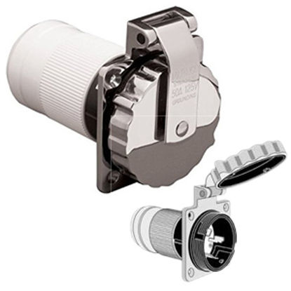 Picture of Marinco  Stainless Steel 125/250V 50A Outdoor/ Indoor Single Receptacle 6373EL-BRV 19-0435                                   