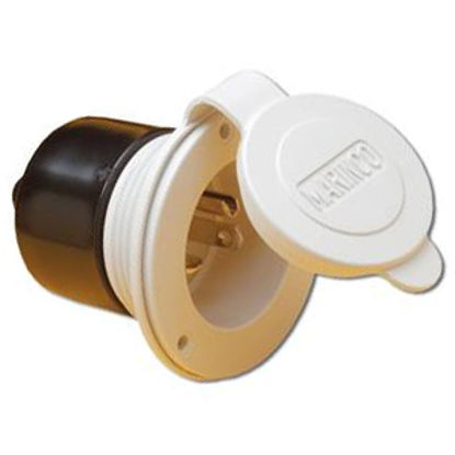 Picture of Marinco  White 125V/ 20A Outdoor/ Indoor Single Receptacle 200BBIW.RV 19-0477                                                