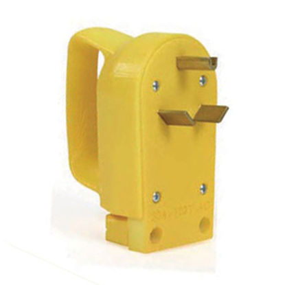 Picture of Camco Power Grip (TM) Yellow 30A Male Power Cord Plug End w/ Handle 55242 19-0481                                            
