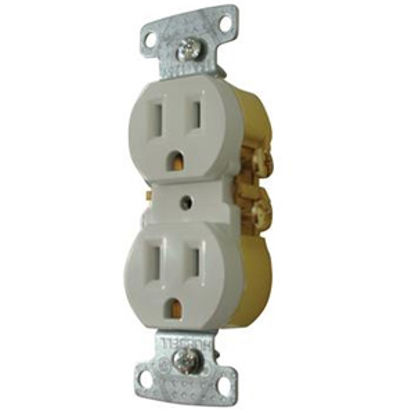 Picture of Diamond Group  Ivory 125V/ 15A Indoor/ Outdoor Dual Receptacle DG0VVP 19-0619                                                