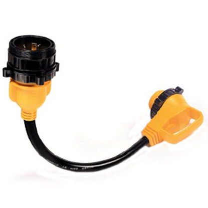 Picture of Camco Power Grip (TM) 18" 30F/30M 90 Deg Locking Power Cord Adapter 55532 19-0638                                            