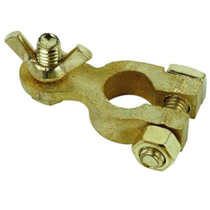 Picture of East Penn Deka 1-Pair  Brass Top Post Clamp Style w/ Wing Nut Battery Terminal 00639 19-0822                                 