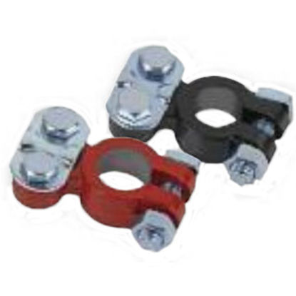 Picture of East Penn Deka 1-Pair Color Coded HD Top Mount Battery Terminals for 6 to 1 Gauge Cable 03067 19-0958                        