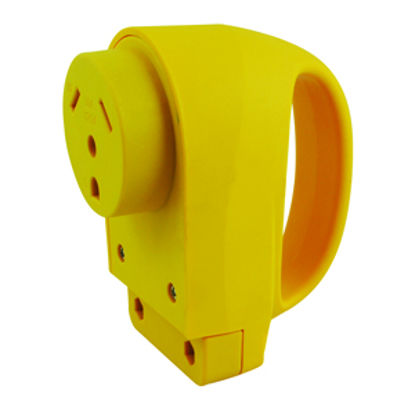 Picture of Marinco  Yellow 30A Female Power Cord Plug End w/Handle For Marinco 10 GA Wires 30FCRV 19-1319                               