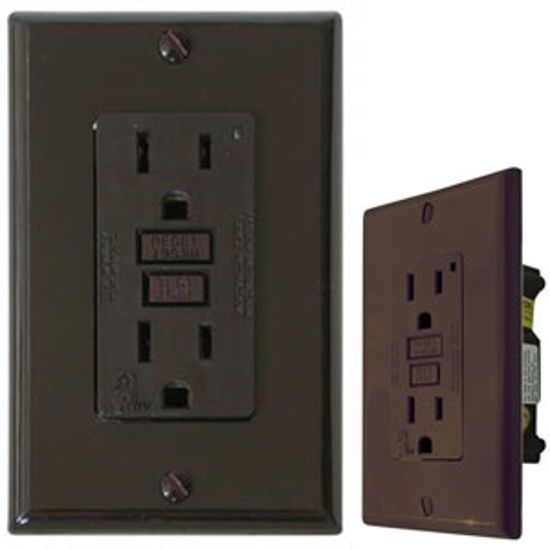 Picture of Diamond Group  Brown 120V/ 15A Indoor/ Outdoor GFI Receptacle DG15BVP 19-1346                                                