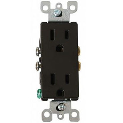 Picture of Diamond Group Decor (R) Brown 125V/ 15A Indoor/ Outdoor Dual Receptacle DGS18VP 19-1386                                      