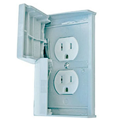 Picture of Diamond Group  White 125V Outdoor Dual Receptacle w/ Weatherproof Cover DG52499SVP 19-1402                                   