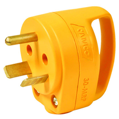 Picture of Camco Power Grip (TM) Yellow 30A Male Power Cord Plug End w/ Handle 55283 19-1411                                            