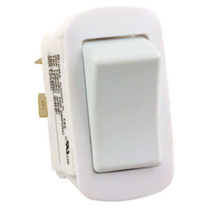 Picture of JR Products  White 125V/ 20A SPST Rocker Switch 14015 19-1603                                                                