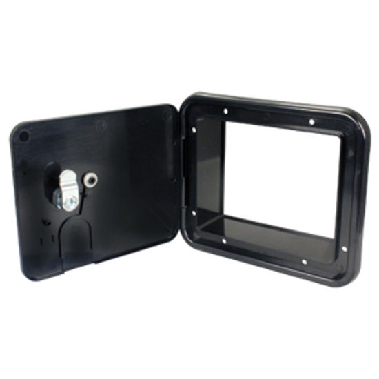 Picture of JR Products  Black 5-7/8"RO Lockable Cable Hatch Access Door w/Key Lock E7133-A 19-1621                                      