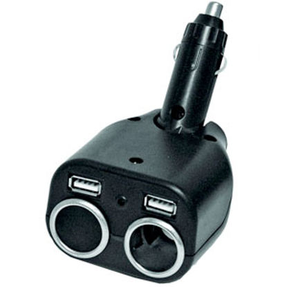 Picture of Prime Products  Black 12V & USB Indoor Receptacle w/ Cover 08-5048 19-1630                                                   