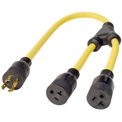 Picture of Mighty Cord  3' 20A 3-Prong Generator Female Y Power Cord Adapter A10-G20420Y 19-1703                                        