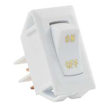 Picture of JR Products  White 12V SPST Lighted Single Rocker Switch 12585 19-1850                                                       