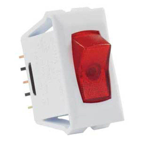 Picture of JR Products  White 12V SPST Lighted Single Rocker Switch 12505 19-1870                                                       