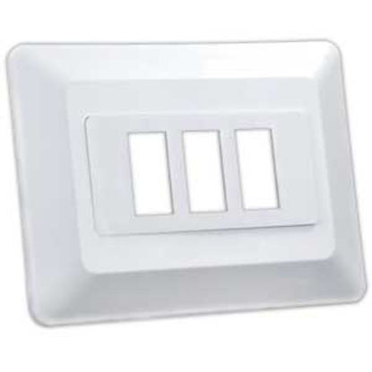 Picture of JR Products  White Triple Opening Multi Purpose Switch Faceplate w/Base 13625 19-1968                                        