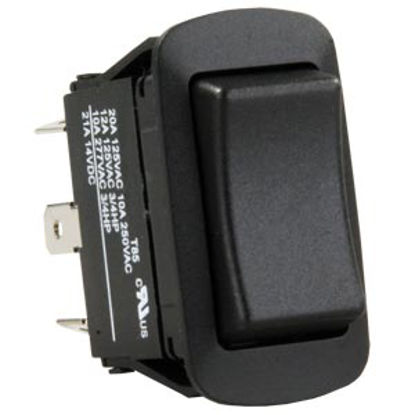 Picture of JR Products  Black 125V/ 20A SPDT Rocker Switch 13835 19-2008                                                                