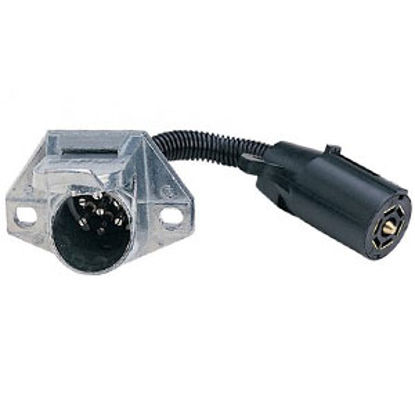 Picture of Hopkins Plug In Simple (TM) 7-Blade To 7 Round Trailer Wiring Connector Adapter w/Wire 47595 19-2363                         
